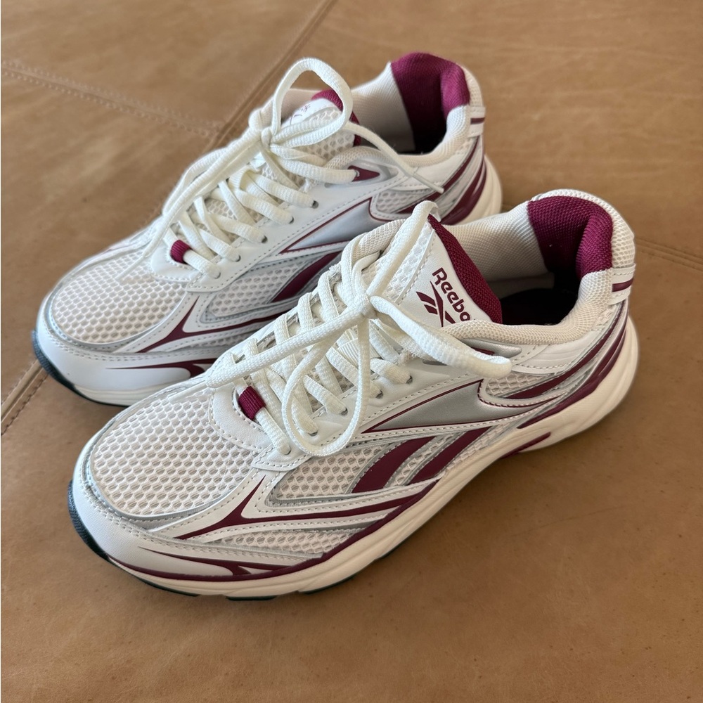 Reebok Women's White and Maroon Sneakers